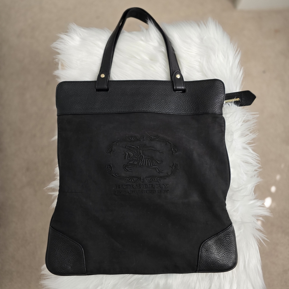 Burberry Black Embossed Leather Tote